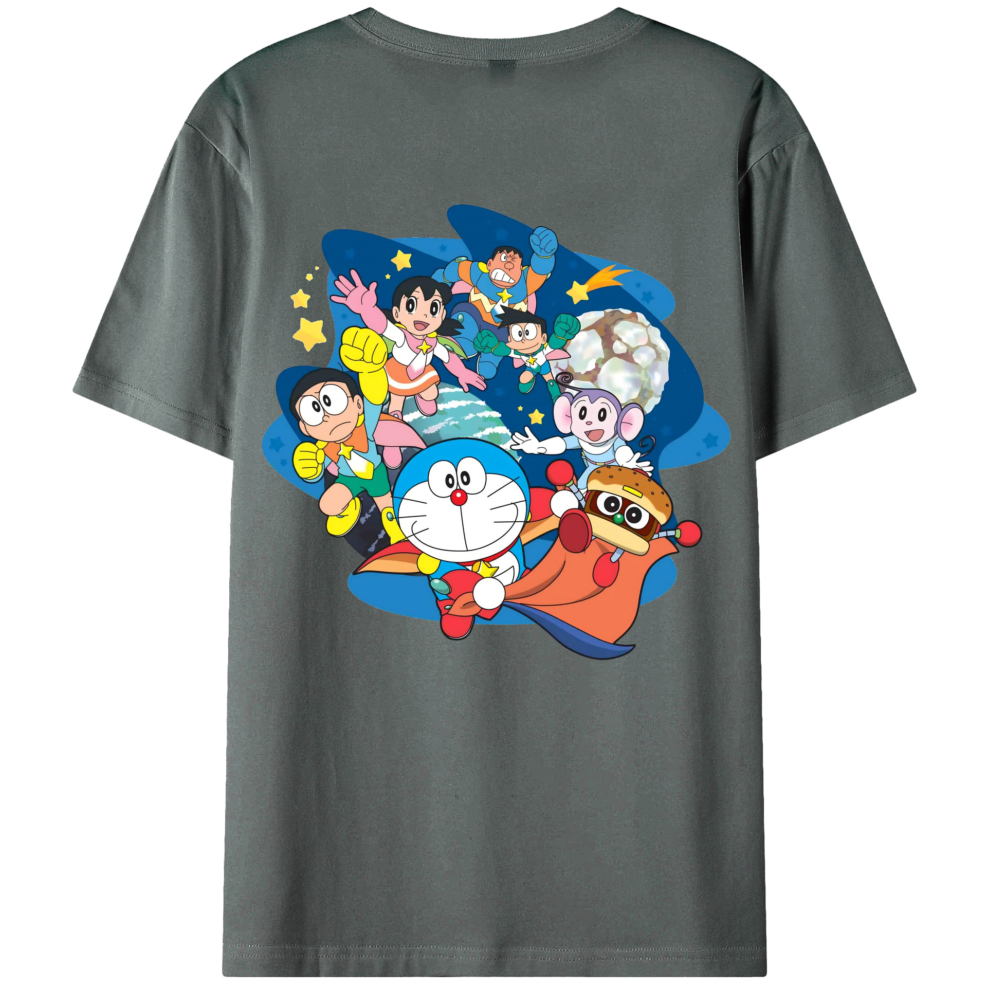 （画像用） ドラえもん Doraemon 綿100％ メンズ半袖Tシャツ（バックプリント） 通気性